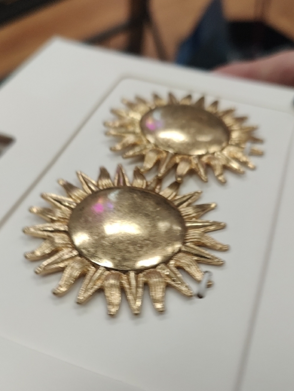 ZARA Antique Gold Sunburst Earrings - Picture 3 of 4